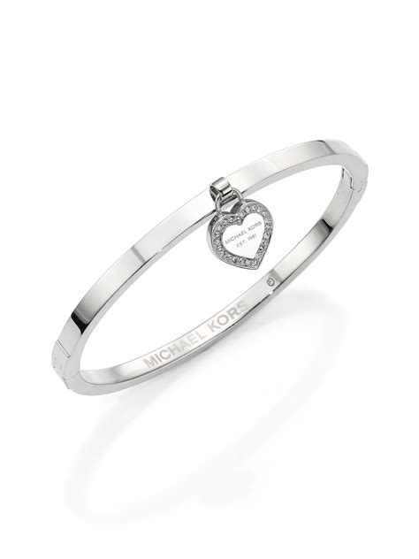 michael kors heart bracelet silver bangle|Michael Kors adjustable bracelet.